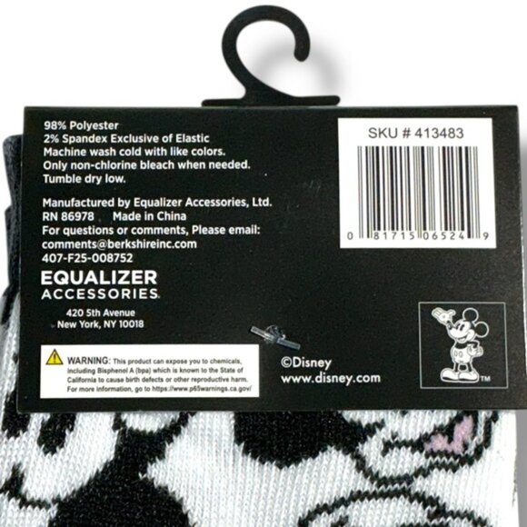 Disney Mickey Mouse Crew Socks Mens Fun Novelty Black White Unisex One Size 9-13 - Picture 5 of 16